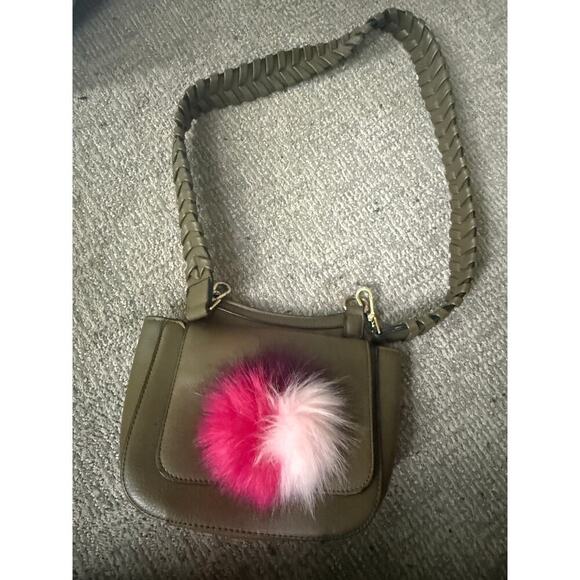 Jules Kae Zoey crossbody green pink Pom Pom 
Woven strap - Picture 1 of 7